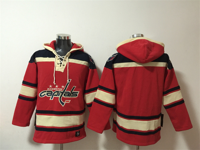 Men's Red Washington Capitals Blank Ageless Must-Have Lace-Up Pullover Hoodie